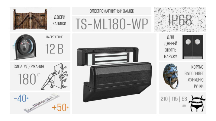 Новинка в ассортименте СКУД TANTOS — электромагнитный замок TS-ML180-WP