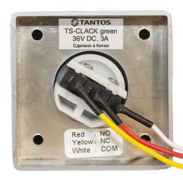 TS-CLACK green Кнопка выхода накладная металлическая, НО/НЗ контакты, 36В, 3А, 53 x 53 x 26 мм