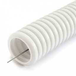 Труба гофрированная ПЛЛ легкая безгалогенная (HF) негорючая (НГ) белая с/з d25 мм (50м/2600м уп/пал)
