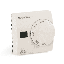 TEPLOCOM TS-2AA/8A Проводной электронный комнатный термостат. Питание от двух батарей типа АА, 2 шт.